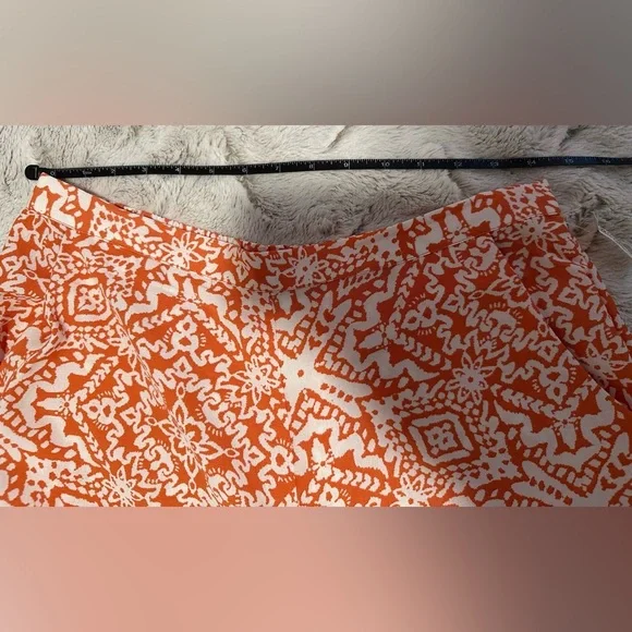 Japna Orange and White Patterned Stretch Wide-Leg Pants - Picture 5 of 7